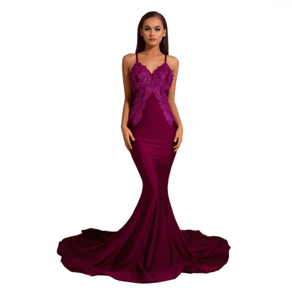 Portia and Scarlett – Channel plum gown