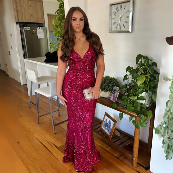 Bariano - Red Galaxy Gown